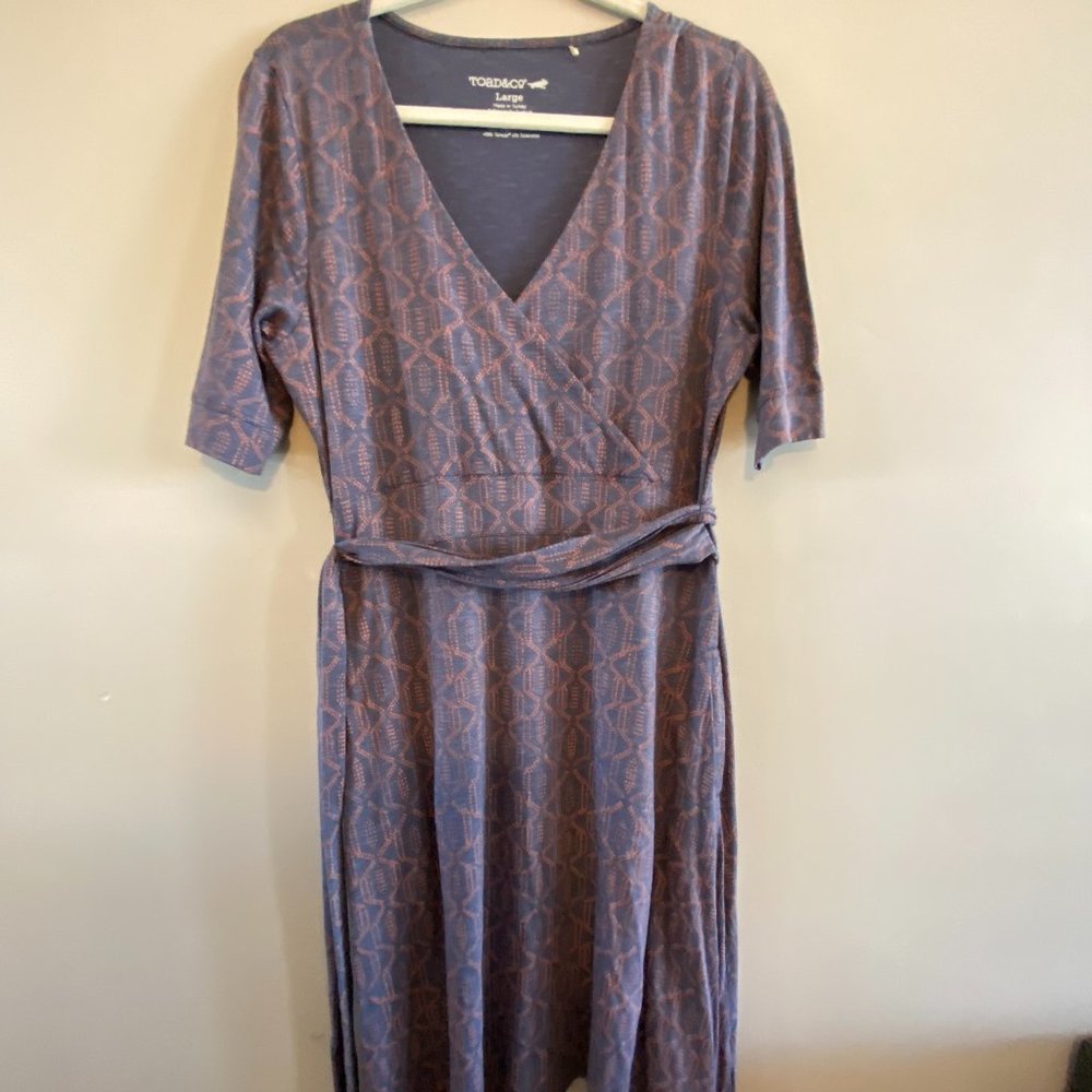 Toad&Co Blue and Orange Wrap Dress